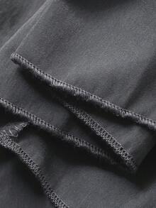 FRIFUL Áo thun nữ cổ tròn, viền kim loại, viền bèo nhún, ôm sát, thoải mái - Xám - Xem 3