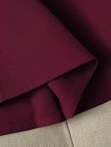 Franclia 返校季休闲A字迷你裙，配腰带，女士秋季半身裙，返校季腰带半身裙，酒红色半身裙，勃艮第酒红色半身裙，可爱半身裙 - 酒紅色 - 查看 4