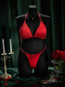 SpicyHot Set Lingerie Seksi Ukuran Plus 2 Potong - Merah - View 6