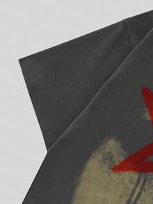 ROMWE MEN 男士街头时尚印花做旧短袖T恤 - 灰色 - 查看 7