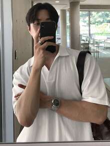 DAZY Men's Casual Versatile White Short Sleeve T-Shirt, Summer - White - View 7