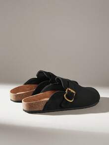 Solecia Women's Buckle Design Casual Slip-On Mules - Black - View 4