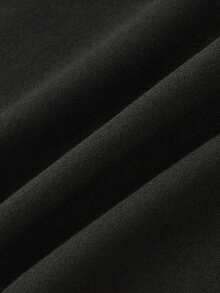 SHEIN PETITE Petite Series Knit Flocked T-Shirt + Lining Camisole, Two Pieces Cropped Streetwear - Black - View 8