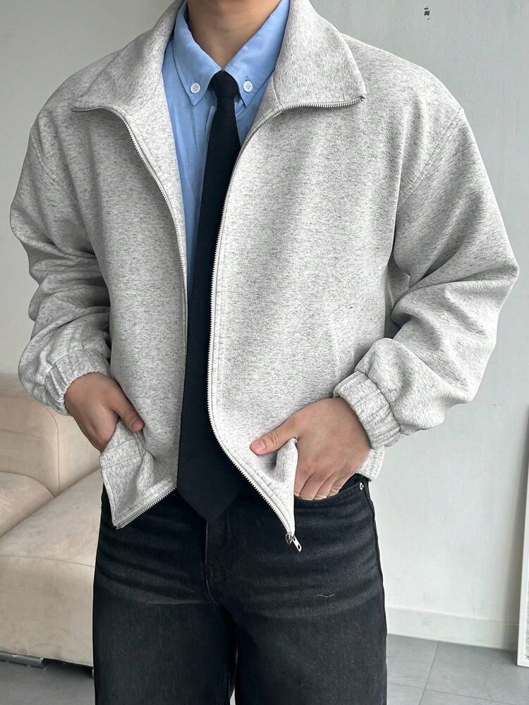 Men's Loose Fit Gray Sweatshirt Sweatshirt, Spring/Autumn