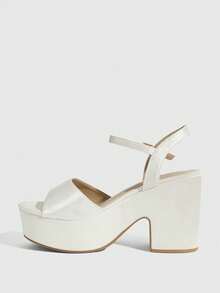CUCCOO SZL Women's Fashion PU Leather Ankle Strap Sandals, Comfortable Wedge Thick Sole, Suitable For Commute, Date, Party, Holiday, Wedding, Valentine's Day For Christmas Valentine's Day Summer Shoes - Beige 1 - View 4
