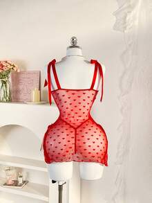 PetitDoll 2pcs/Set Romantic Lace Women's Sexy & Sweet Nightgown Set For Valentine's Day - Red - View 2