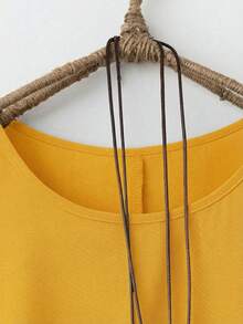 Rusticease 大码休闲度假印花拼接连衣裙 - 黃色 - 查看 6