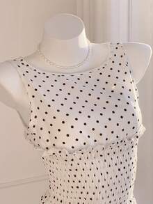 Comfortcana Women's Casual Polka Dot Print Camisole And Mini Skirt 2 Pieces Set, Summer - Black and White - View 4