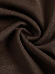 SHEIN 少女棕色长袖连衣裙，腰部褶皱设计，百搭简约，适合秋冬季穿着。 - 棕色 - 查看 5