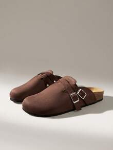 Solecia Women's Buckle Design Casual Fashion Slip-On Flat Shoes - Coffee Brown - View 3