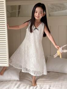 DAZY 女童（小号）V领蕾丝睡袍家居服