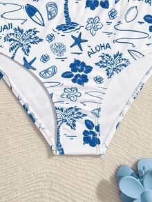 SHEIN 少女碎花印花可调节肩带泳衣，适合海滩、度假、游泳。女童三件套泳衣，女童沙滩套装，女童碎花泳衣，女童泳装，保守比基尼套装，沙滩夏季泳装，三角比基尼，少女比基尼三件套，三件套比基尼套装，三件套泳衣，两件套泳衣，少女泳装，两件套度假两件套，三件套泳衣，带纱笼裙的比基尼套装。 - 藍色 - 查看 5