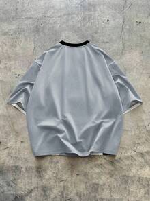 AXEPEAK Camiseta de manga corta casual y holgada de punto para hombre, con un estilo moderno y juvenil - Multicolor - Ver 2