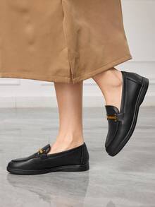 Sleekvia Casual Versatile Commuting Fringe Decor Flat Loafers Valentine's Day - Black - View 3