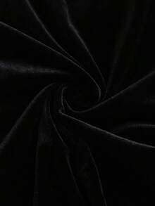 Sweetra 优雅法式秋季新款丝绒撞色蕾丝红色情人节系列连衣裙，性感派对独特设计斜领长袖迷你连衣裙，女士 - 黑色 - 查看 3