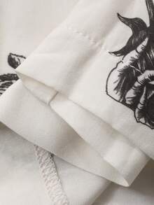 DAZY Conjunto de pijama feminino com estampa floral e mangas bufantes. - Branco - Ver 10