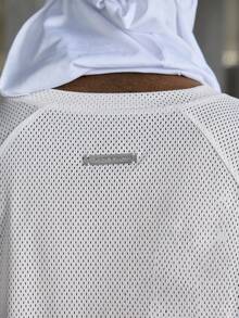 NEON BLANC Men's Street Style White Knitted Round Neck Letter Print Knit Tank Top, Suitable For Summer - White - View 6