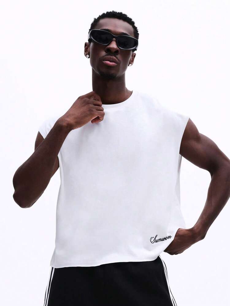 Crew Neck Sleeveless Tank With Logo