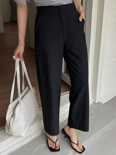 DAZY 女士直筒九分裤，纯色，优雅，适合春秋季穿着