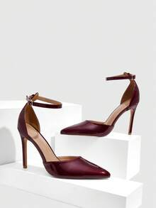 CUCCOO SZL 女士优雅尖头高跟鞋，通勤必备 - 中紫紅色 - 查看 6