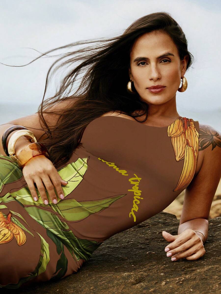 CAJUNI TROPICACAU_针织长裙 用针织面料制作 - 棕色 - 查看 1