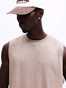 SUMWON Beige Slub Tank Top And Matching Pants Two Piece Casual Co-Ord Set Summer Lounge Wear Outfit - Khaki - View 5