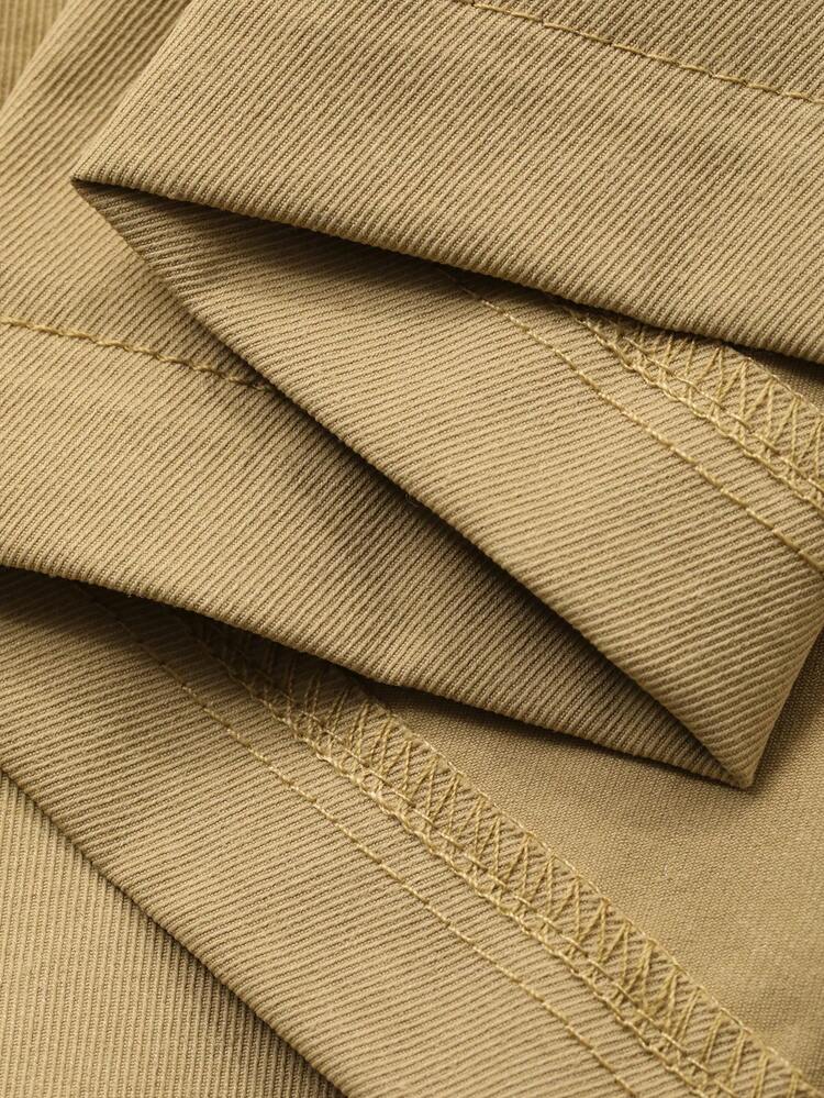 Men's Khaki Color-Block White Shirt, 2 In 1, Spring/Autumn
