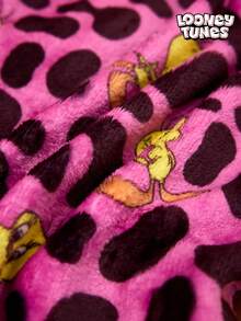 LOONEY TUNES X Joivida 1pc Women's Flannel Pajama Bottoms (Reversible Style), Featuring The Cute Tweety Pattern And Leopard Print Design, Lightweight, Soft, Warm And Machine Washable. - Multicolor - View 3