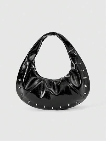 ROMWE Grunge Punk Women's Fashion Commuter Rivet Decor Shoulder Bag