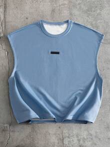 AXEPEAK Áo tank top nam mùa hè kiểu dáng vintage in hình tượng Nữ thần Tự do, dáng rộng, không tay - Màu xanh lam - Xem 2