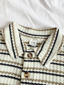 SHEIN Vintaside Kids 男女宝宝通用新生儿至1岁套装，杏色短袖上衣和短裤套装，质感面料，适合宝宝夏季外出穿着，为服装增添质感和品质 - 彩色 - 查看 6