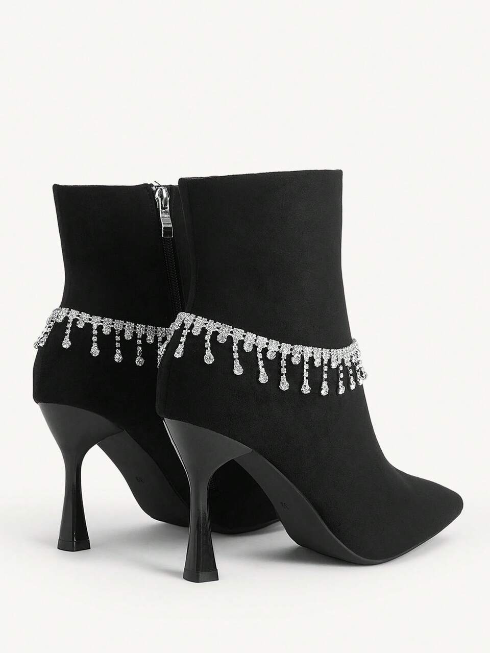 CUCCOO CHICEST Women's Side Zipper Design Rhinestone Decor Casual Everyday Comfortable Ankle Boots Valentine's Day