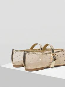 MOTF PREMIUM WOMEN RHINESTONE DETAIL BUCKLE FLATS VALENTINE'S DAY SPRING SHOES - Gold - View 8