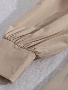 GlowEve 女士撞色拼接设计A字腰身优雅日常通勤时尚法式街头复古百搭假日商务长袖衬衫裙，秋冬款 - 彩色 - 查看 6