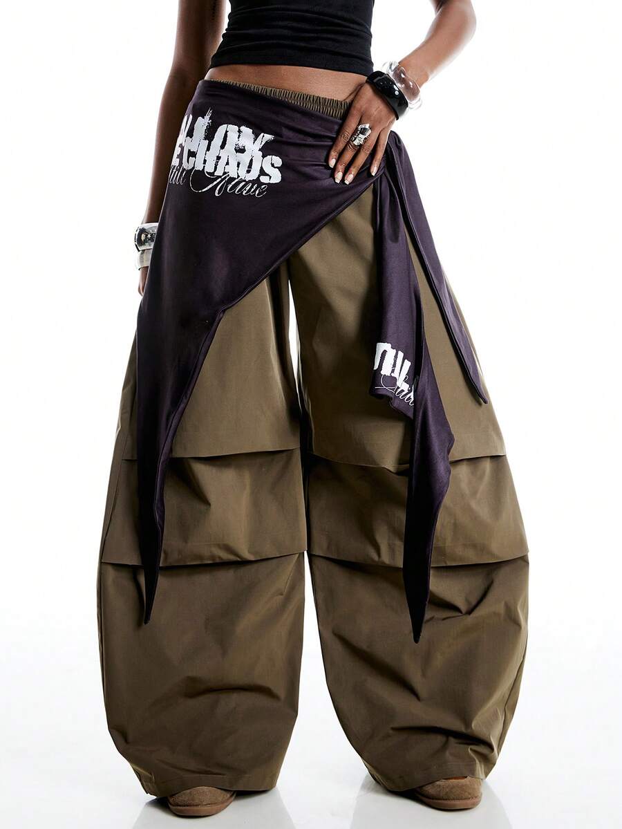 LYSMO 2026 New Arrive Minimalism Spring/Summer Women's Casual Street Letter Pattern Pleated Wide Leg Pants