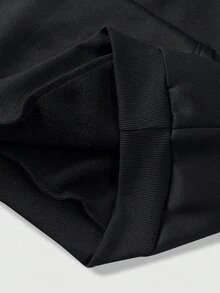 ROMWE MEN Goth 男士十字刺绣休闲口袋连帽卫衣 - 黑色 - 查看 5