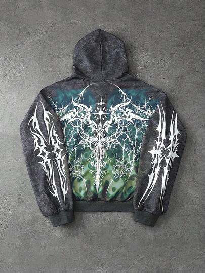 Felpa con cappuccio da uomo alla moda con stampa a contrasto di colori