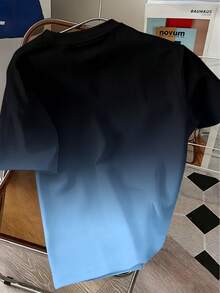 Manfinity Dauomo 男士休闲渐变字母印花短袖T恤，夏季 - 彩色 - 查看 2