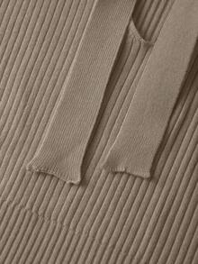 Franclia 新款时尚优雅高品质女士针织毛衣连衣裙，秋季百搭 - 摩卡棕 - 查看 3