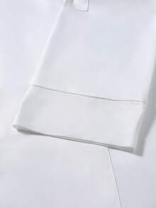 Manfinity Homme 男士双排扣纯色长袖厨师衬衫 - 白色 - 查看 5