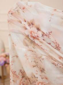 Modelyn 大码女式印花优雅收腰连衣裙 - 杏色 - 查看 2