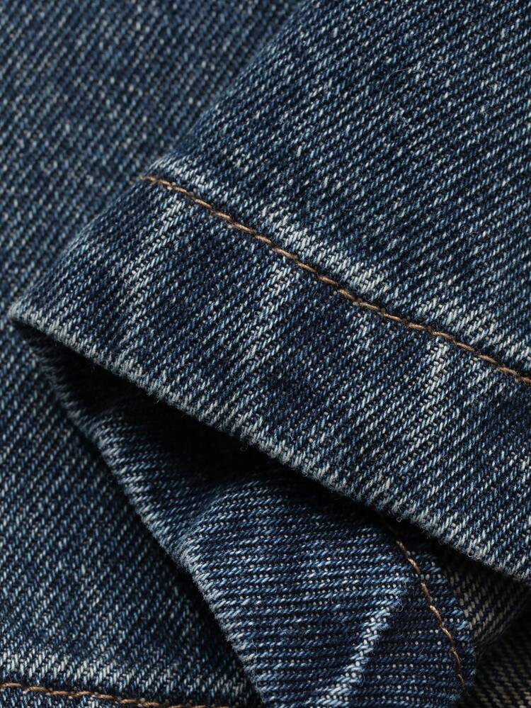 Men's Washed Vintage Blue Denim Jeans, Suitable For Spring And Autumn