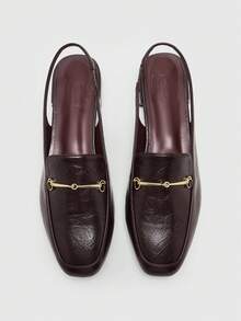 CUCCOO BIZCHIC Women's Square Toe Flat Low Heel Black British Style Comfortable Commute Versatile Backless Mule Flats - Oily burgundy - View 1