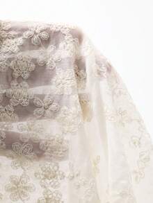 DAZY Jacquard Pleated Cinched Waist Dress, French Style Long Dress For Women - Beige - View 7