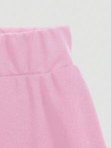 Girls' Casual All-Match Versatile Commuting Ladylike Urban Knit A-Line Ruffle Hem Mini Skirt - Pink - View 3