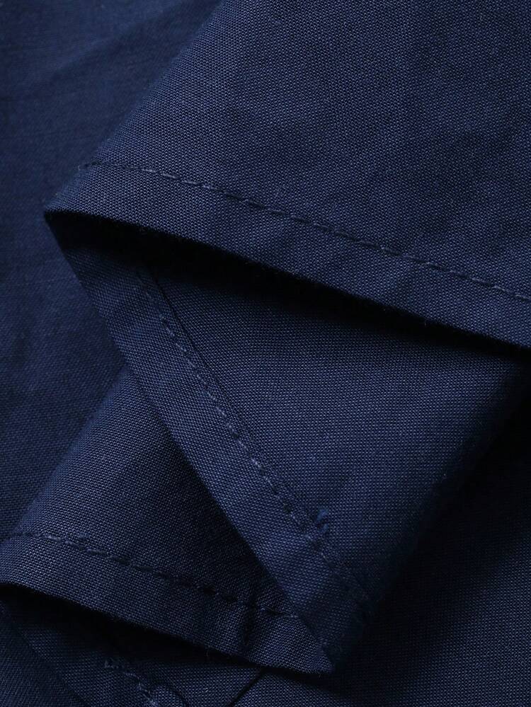 Men's Casual, Business, Commuting Solid Color Long Sleeve Loose Fit Shirt, Spring/Autumn