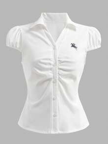 1-Piece Teen Girls Simple Elegant White Long-Sleeve Shirt With Winter-Ready Soft Fabric, School-Friendly Versatility, Commute Ease And Multi-Scene Matching