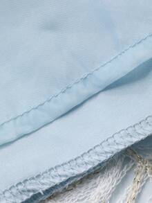 DAZY 春夏优雅蕾丝拼接中长连衣裙，刺绣设计，修身剪裁，收腰设计，适合休闲、约会、婚礼、派对等场合穿着。 - 藍色 - 查看 7