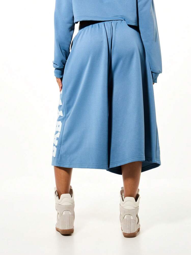 BABYPHAT Varsity Logo Casual Wide Leg Sweatpant Jorts With Side Text Print For Autumn Loungewear