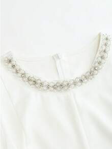 Franclia Women's Elegant White Blouse With Mesh Patchwork Asymmetric Collar - White - View 4